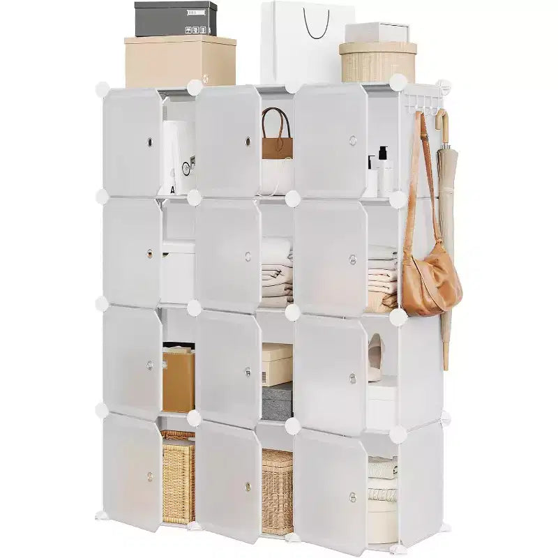 Detachable 8-Tier Shoe Rack, 32-Pair Expandable Organizer with Door for Entryway & Bedroom, Black