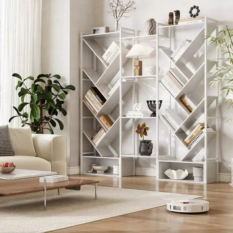 Étagère industrielle à 6 niveaux, Bibliothèque en bois à 24 casiers pour salon/bureau