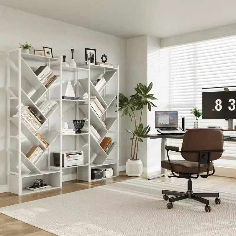 Étagère industrielle à 6 niveaux, Bibliothèque en bois à 24 casiers pour salon/bureau