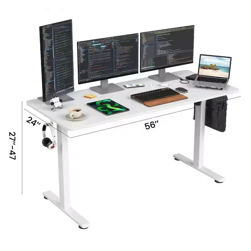 Bureau assis-debout électrique MAYEERTY Home Office, hauteur réglable avec plateau en deux parties
