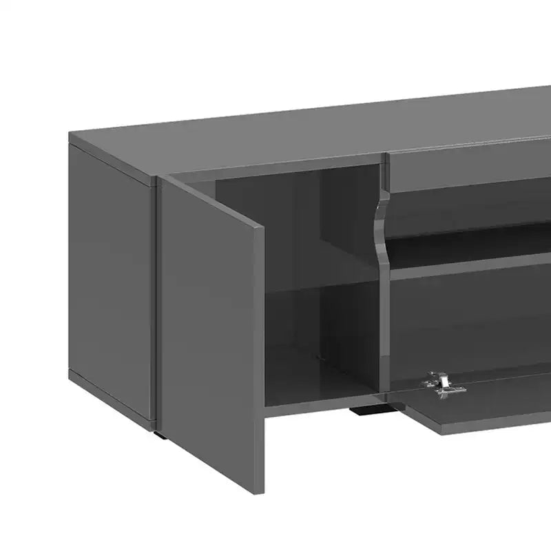 Meuble TV pour Téléviseur de 75 Pouces, Meuble TV LED Moderne pour Salon, Meuble de Divertissement avec Rangement, Console Média Laquée Brillante