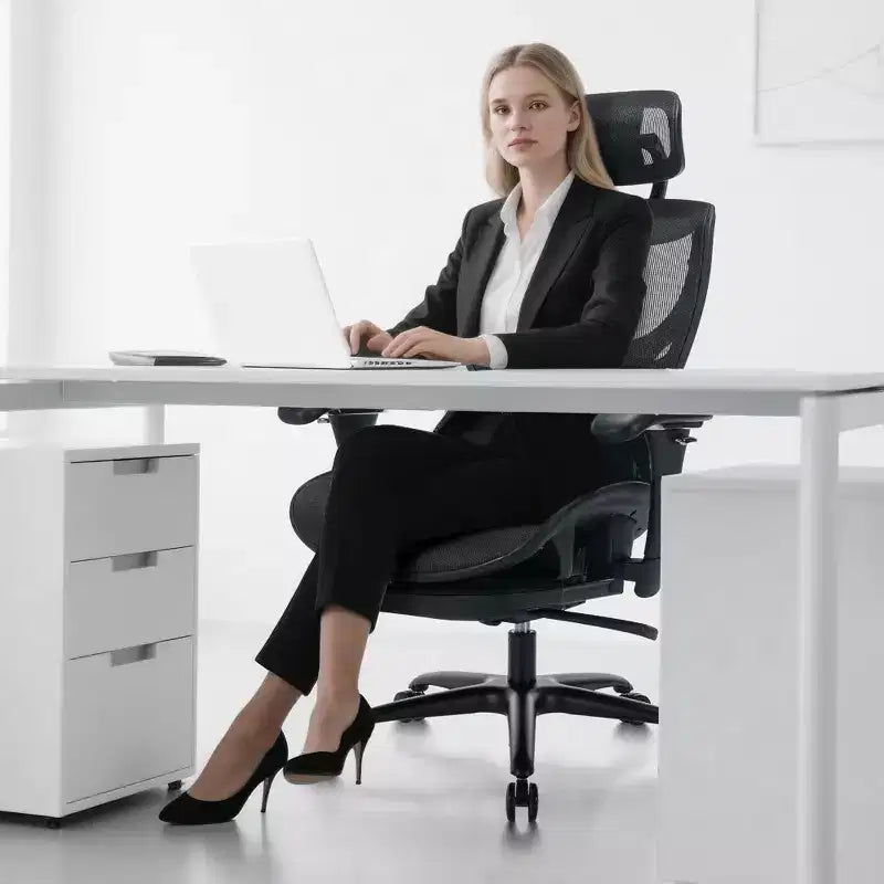 Chaise de bureau ergonomique en maille Ora Maison avec repose-pieds, soutien lombaire et accoudoirs 3D