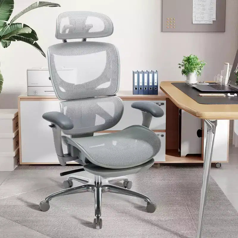 Chaise de bureau ergonomique en maille Ora Maison avec repose-pieds, soutien lombaire et accoudoirs 3D