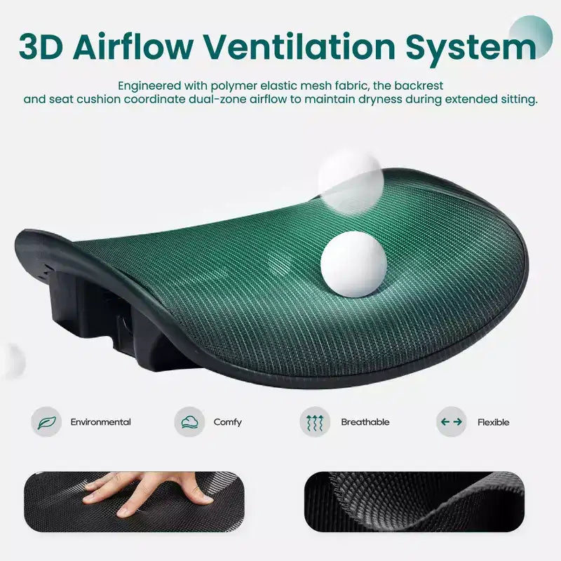 Chaise de bureau ergonomique en maille Ora Maison avec repose-pieds, soutien lombaire et accoudoirs 3D