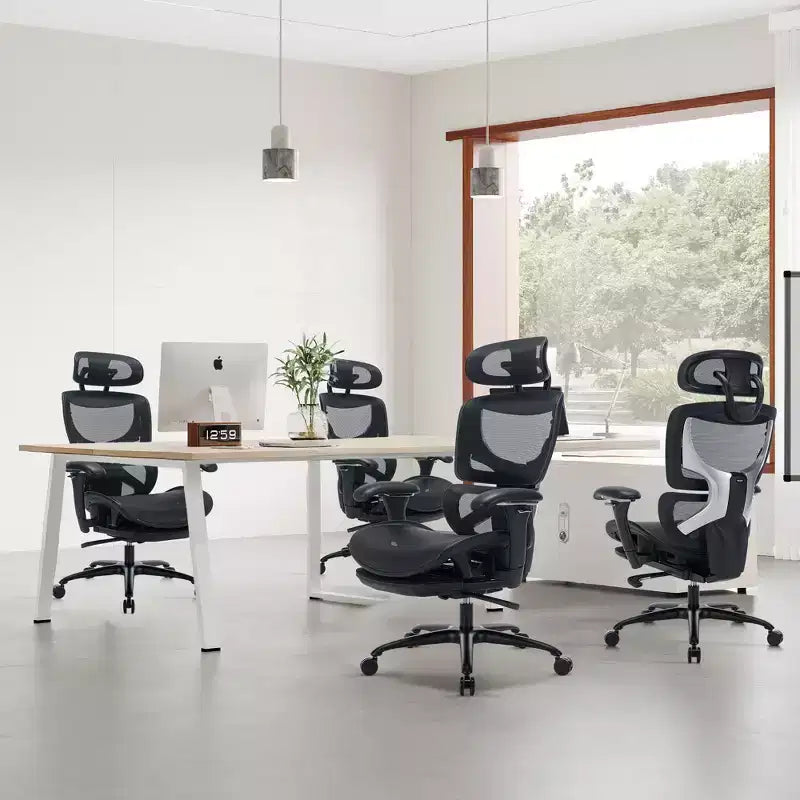 Chaise de bureau ergonomique en maille Ora Maison avec repose-pieds, soutien lombaire et accoudoirs 3D