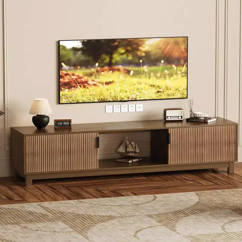 70 Fluted Modern Farmhouse TV Stand - Entertainment Center for TVs Up to 80, Adjustable Shelves, Storage Console for Living Room