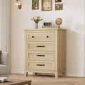 34.8 Vertical 4-Drawer Dresser with Anti-Tip Safety - Wooden Closet Chest for Bedroom Living Room Storage