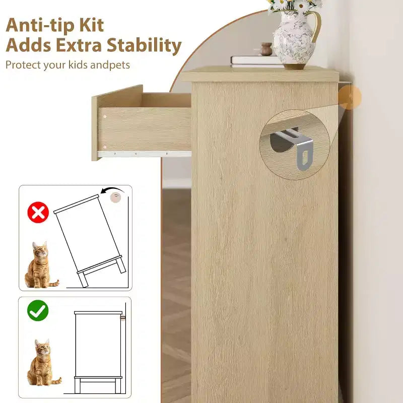 34.8 Commode verticale à 4 tiroirs avec sécurité anti-basculement - Meuble de rangement en bois pour chambre à coucher ou salon