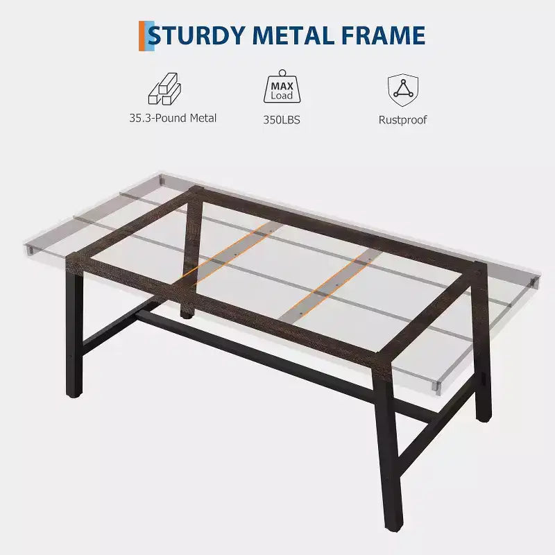 Table de Salle à Manger Industrielle GustoWave pour 4-6 Personnes - Table de Cuisine en Bois de 160 cm de Long avec Cadre Métallique Robuste et Finition Noire