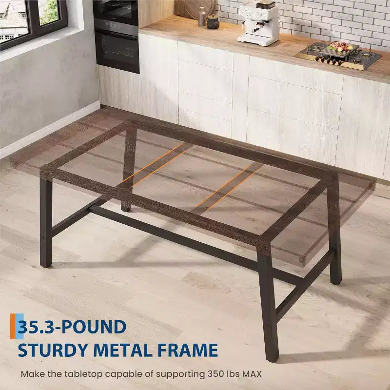 Table de Salle à Manger Industrielle GustoWave pour 4-6 Personnes - Table de Cuisine en Bois de 160 cm de Long avec Cadre Métallique Robuste et Finition Noire