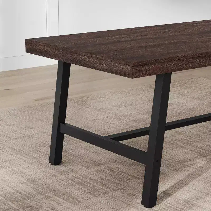 Table de Salle à Manger Industrielle GustoWave pour 4-6 Personnes - Table de Cuisine en Bois de 160 cm de Long avec Cadre Métallique Robuste et Finition Noire