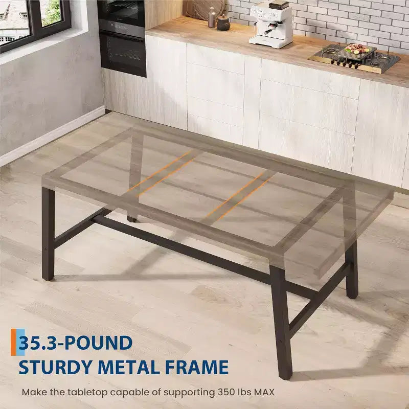 Table de Salle à Manger Industrielle GustoWave pour 4-6 Personnes - Table de Cuisine en Bois de 160 cm de Long avec Cadre Métallique Robuste et Finition Noire