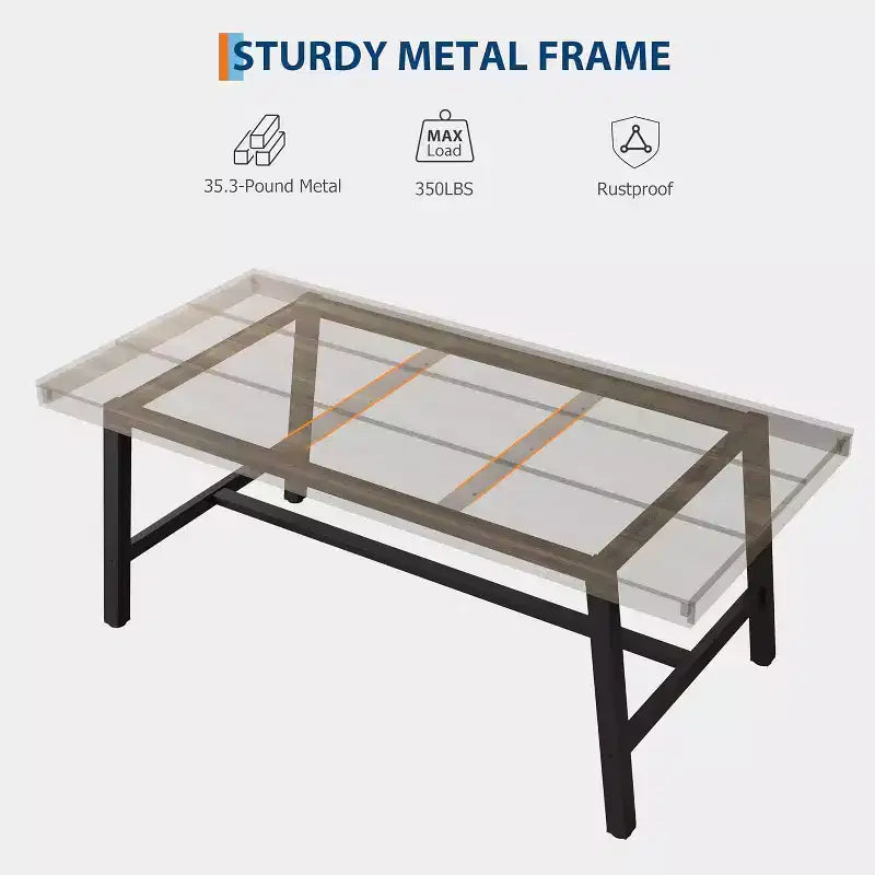 Table de Salle à Manger Industrielle GustoWave pour 4-6 Personnes - Table de Cuisine en Bois de 160 cm de Long avec Cadre Métallique Robuste et Finition Noire
