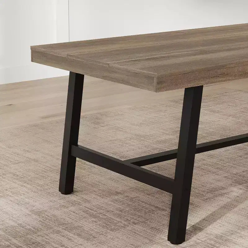 Table de Salle à Manger Industrielle GustoWave pour 4-6 Personnes - Table de Cuisine en Bois de 160 cm de Long avec Cadre Métallique Robuste et Finition Noire