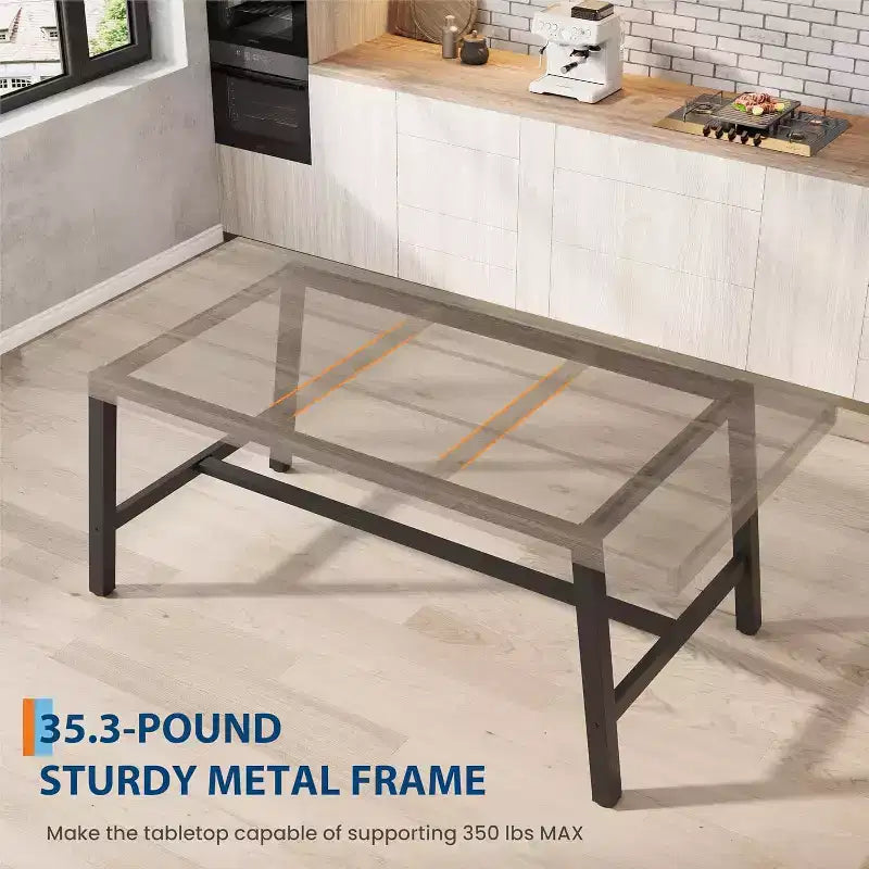 Table de Salle à Manger Industrielle GustoWave pour 4-6 Personnes - Table de Cuisine en Bois de 160 cm de Long avec Cadre Métallique Robuste et Finition Noire