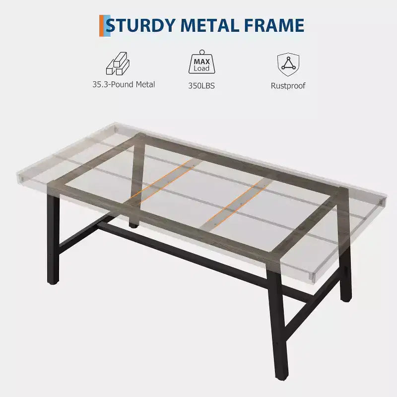 Table de Salle à Manger Industrielle GustoWave pour 4-6 Personnes - Table de Cuisine en Bois de 160 cm de Long avec Cadre Métallique Robuste et Finition Noire