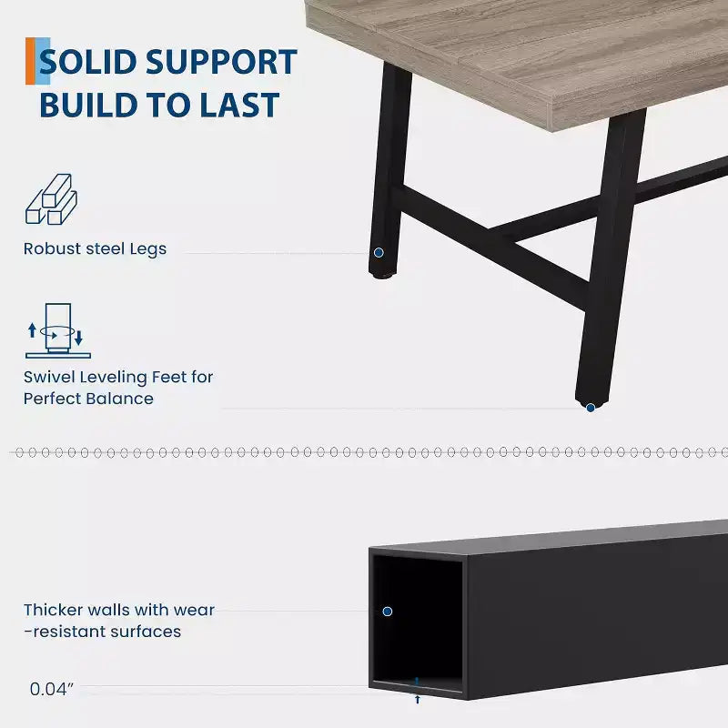 Table de Salle à Manger Industrielle GustoWave pour 4-6 Personnes - Table de Cuisine en Bois de 160 cm de Long avec Cadre Métallique Robuste et Finition Noire