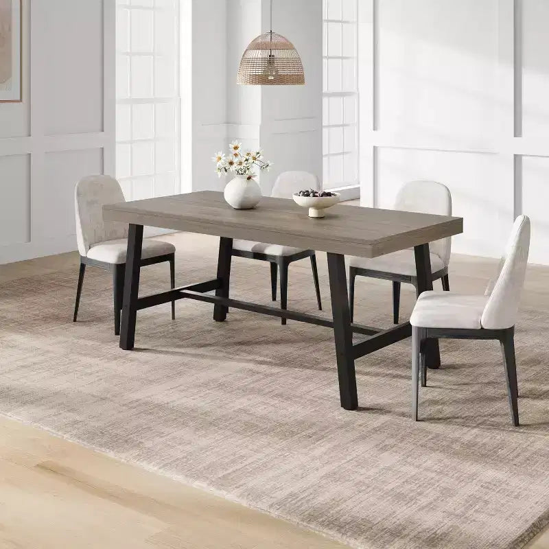 Table de Salle à Manger Industrielle GustoWave pour 4-6 Personnes - Table de Cuisine en Bois de 160 cm de Long avec Cadre Métallique Robuste et Finition Noire