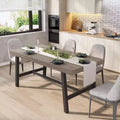 GustoWave Industrial Dining Table for 4-6 People - 63 Long Wooden Kitchen Table with Sturdy Metal Frame & Black Finish