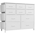 10 Drawers Dresser for Bedroom - Chest of Drawers with Side Pockets and Hooks, Fabric Tall Dresser Storage Tower with Metal Frame