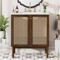 JVNOXK 30-inch Bathroom Vanity MDF cabinet body Hand-woven bamboo doors with soft-close mechanism Suitable for bedrooms Walnut