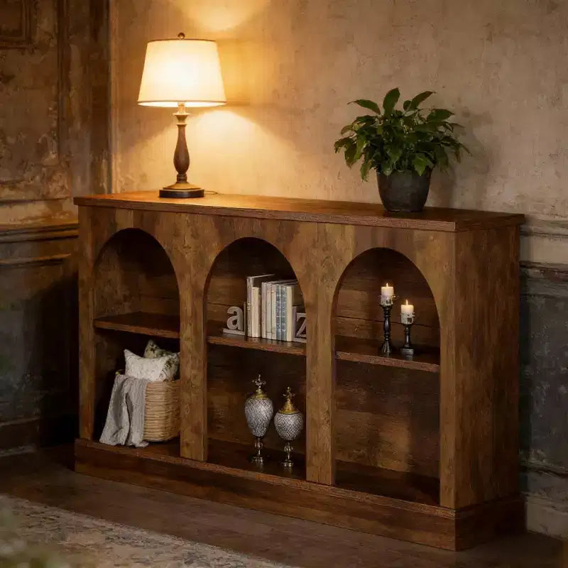 Console de table, table d'entrée de style rustique avec 3 niveaux de rangement