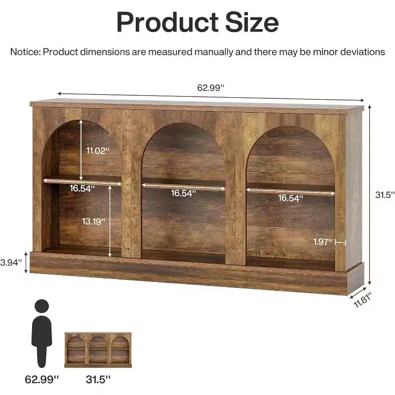 Console de table, table d'entrée de style rustique avec 3 niveaux de rangement