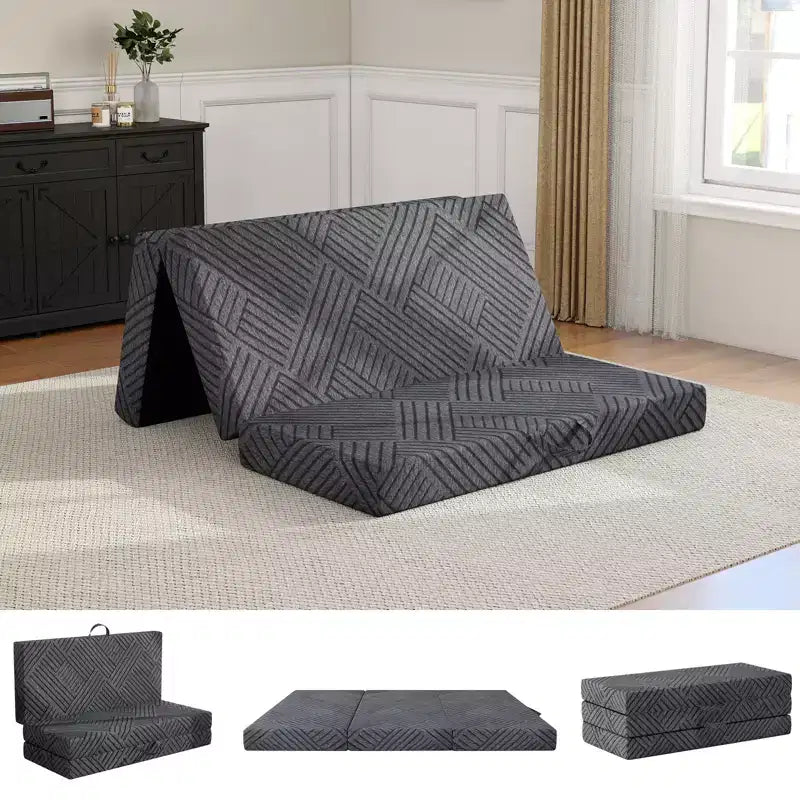 Dyonery 6 Trifold Mattress Foldable Memory Foam Folding Mattress with Storage Bag Portable Floor Bed for Guest Bed/Camping/Travel/Yoga