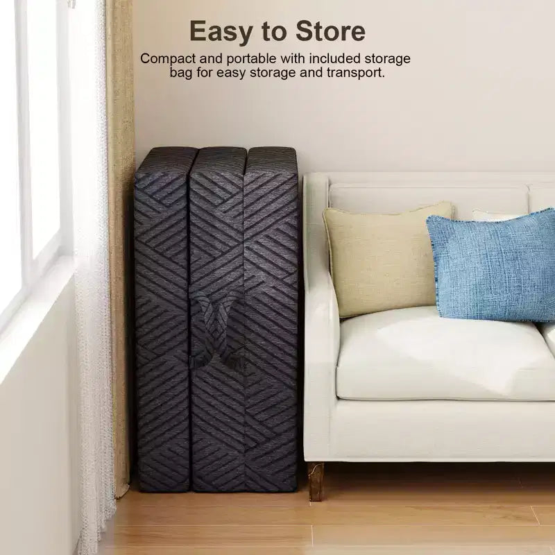 Dyonery 6 Matelas Pliant en Mousse à Mémoire de Forme à Trois Plis avec Sac de Rangement, Lit d'Appoint Portable pour Invités/Camping/Voyage/Yoga