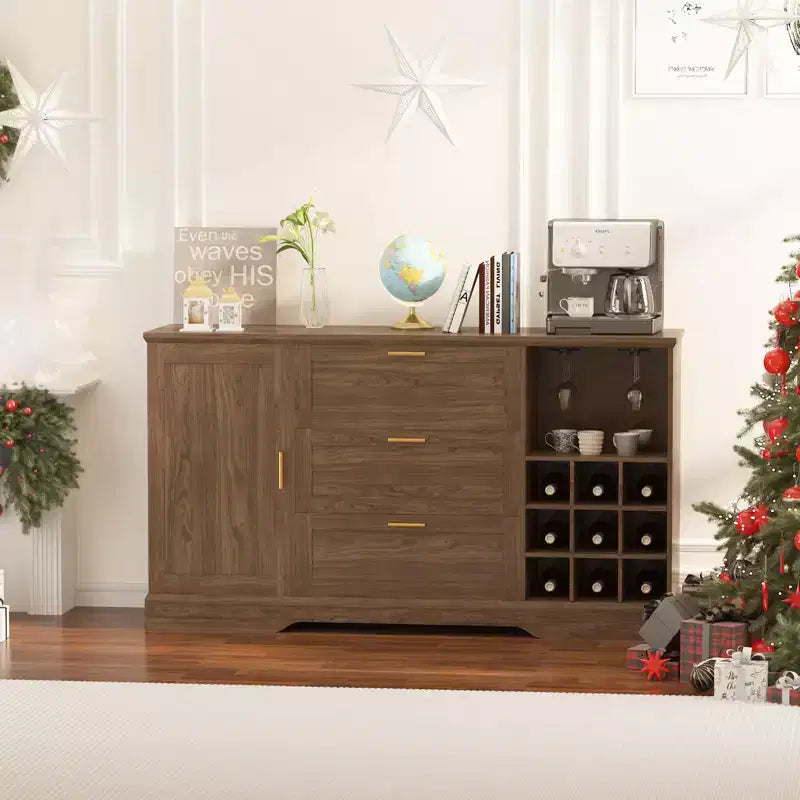 Buffet de ferme de 160 cm avec tiroir et étagères réglables, îlot de cuisine avec porte-dos de porte pour les collations, buffet pour l'entrée de la cuisine