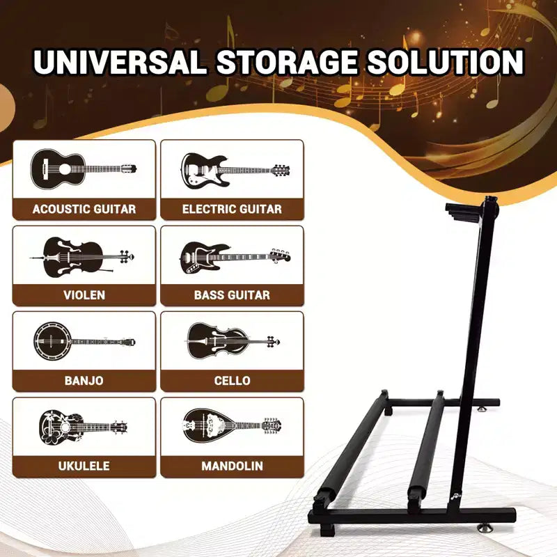 Support de Guitare Pliable à 7 Emplacements, Râtelier Universel Multi-Guitares pour Guitares Électriques, Acoustiques et Basses, Rangement Compact pour la Maison ou le Studio