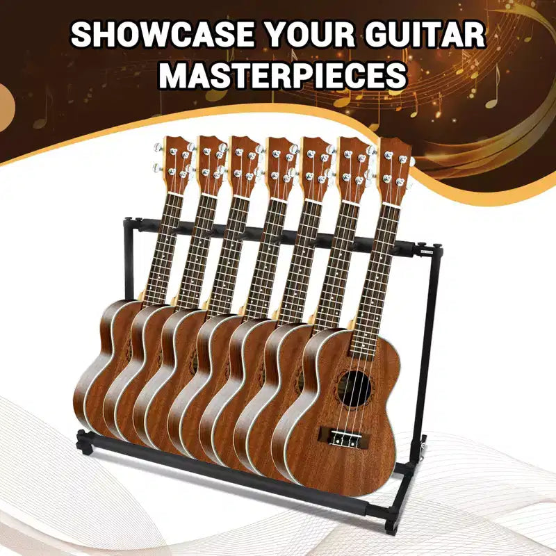 Support de Guitare Pliable à 7 Emplacements, Râtelier Universel Multi-Guitares pour Guitares Électriques, Acoustiques et Basses, Rangement Compact pour la Maison ou le Studio