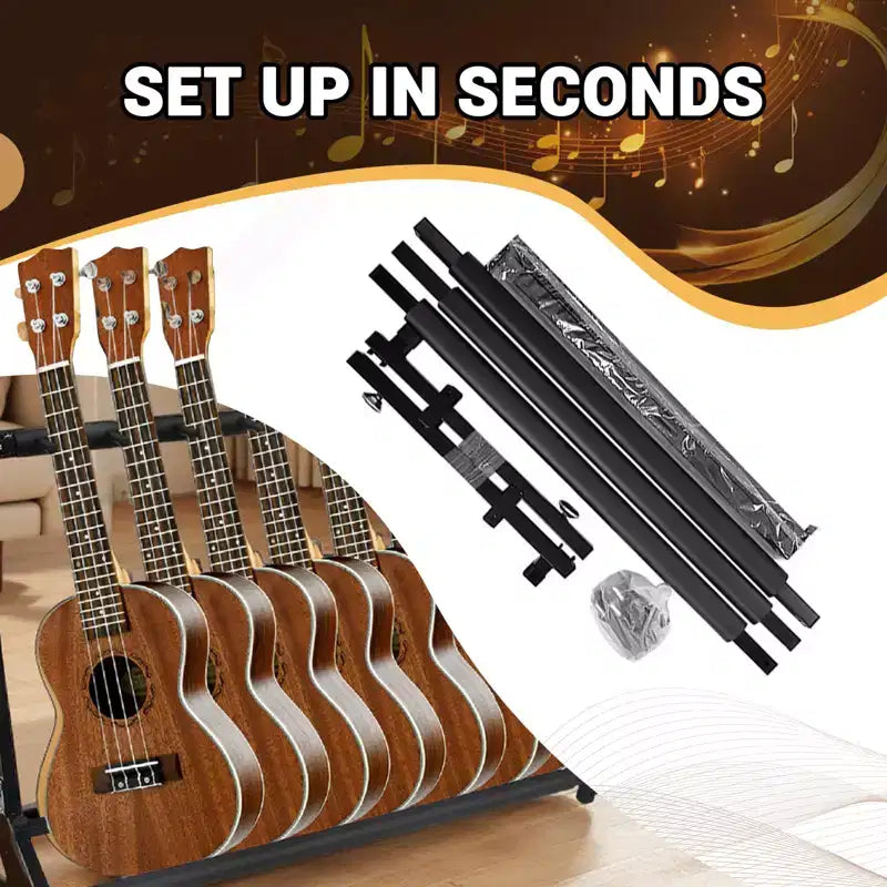 Support de Guitare Pliable à 7 Emplacements, Râtelier Universel Multi-Guitares pour Guitares Électriques, Acoustiques et Basses, Rangement Compact pour la Maison ou le Studio