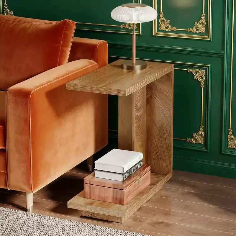 Table d'appoint en C, Table d'appoint en bois, Table de chevet