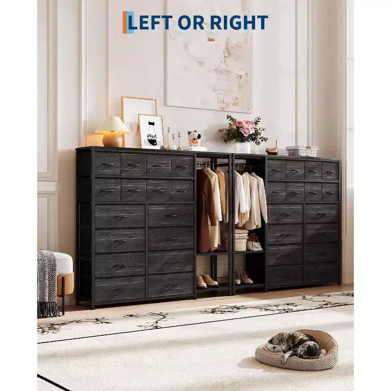 Grande armoire de rangement à 16 tiroirs et 2 étagères – Penderie autonome peu encombrante pour petite chambre