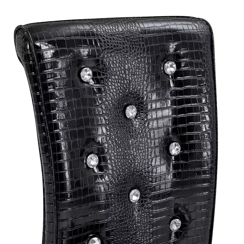 Lot de 4 Chaises de Salle à Manger Rembourrées en Similicuir avec Détails de Boucle en Cristal et Pieds en Métal Durables