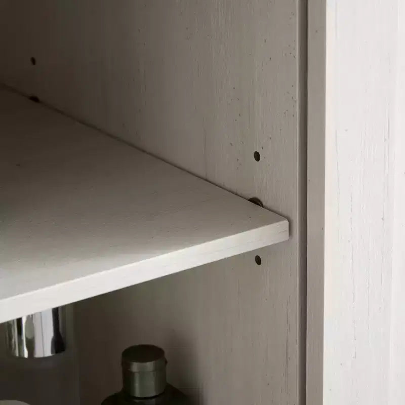 Commode 5 tiroirs avec porte coulissante de style grange, étagères réglables et poignées en métal pour un style fermier