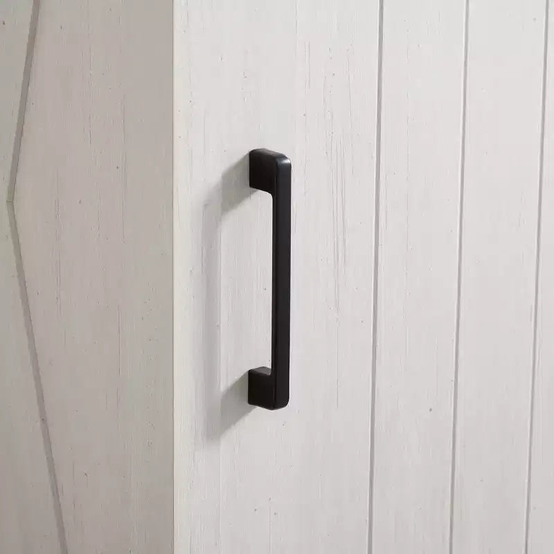 Commode 5 tiroirs avec porte coulissante de style grange, étagères réglables et poignées en métal pour un style fermier