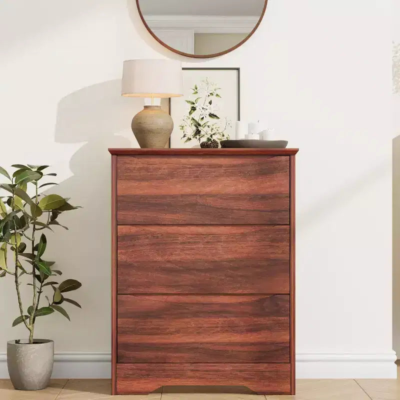 Commode en bois avec tiroirs, Armoire moderne haute avec rangement profond, Grande commode avec plateau large, pour Chambre, Salon, Bureau