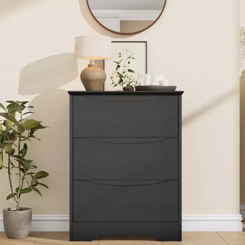 Commode en bois avec tiroirs, Armoire moderne haute avec rangement profond, Grande commode avec plateau large, pour Chambre, Salon, Bureau