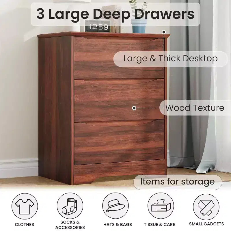 Commode en bois avec tiroirs, Armoire moderne haute avec rangement profond, Grande commode avec plateau large, pour Chambre, Salon, Bureau