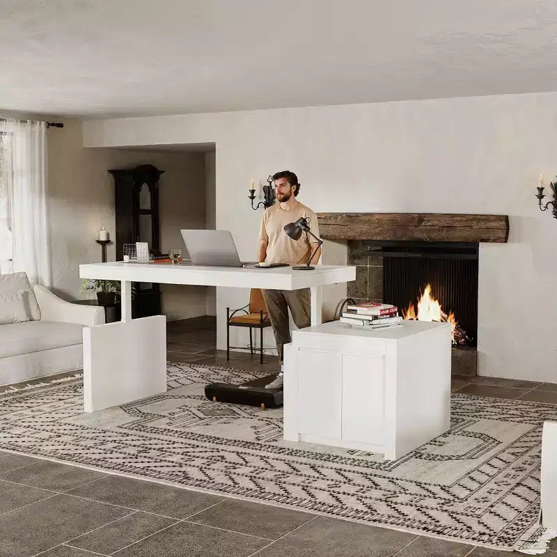 Famapy 110Bureau Debout Électrique Surdimensionné, Réglage de la Hauteur à 3 Mémoires, Table Multifonction Blanche pour Bureau à Domicile et Salle à Manger