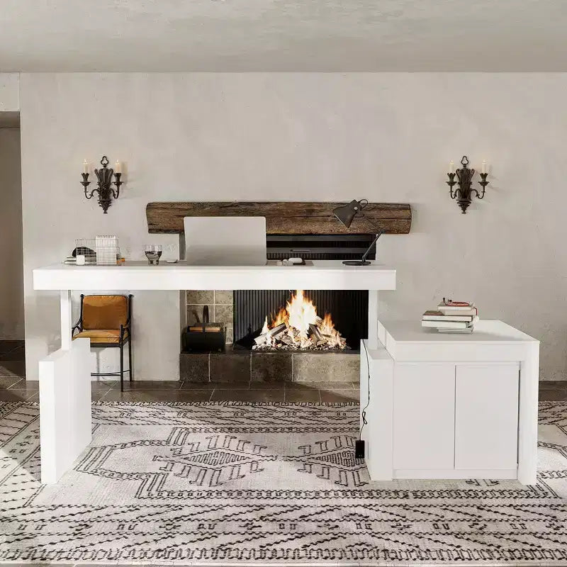 Famapy 110Bureau Debout Électrique Surdimensionné, Réglage de la Hauteur à 3 Mémoires, Table Multifonction Blanche pour Bureau à Domicile et Salle à Manger