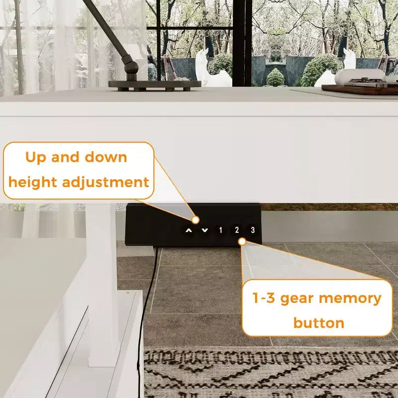 Famapy 110Bureau Debout Électrique Surdimensionné, Réglage de la Hauteur à 3 Mémoires, Table Multifonction Blanche pour Bureau à Domicile et Salle à Manger