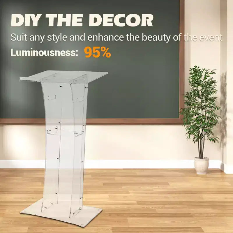 Garvee Pupitre pour salle de classe, Support de pupitre en acrylique avec large surface de lecture et étagère de rangement, Transparent