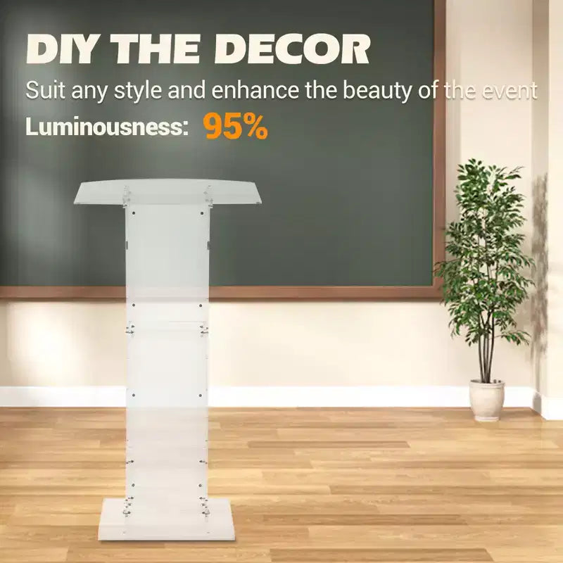 Garvee Pupitre pour salle de classe, Support de pupitre en acrylique avec large surface de lecture et étagère de rangement, Transparent