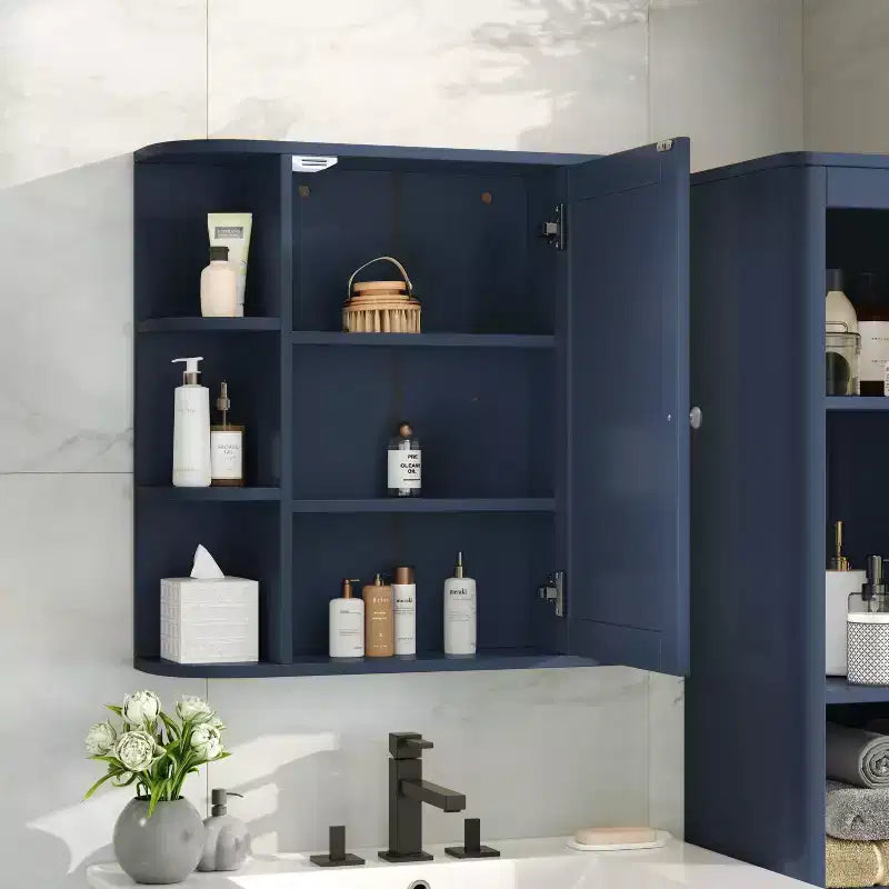 Christopher Knight Home Harrison Armoire de salle de bain murale moderne en bois avec miroir et étagères ouvertes