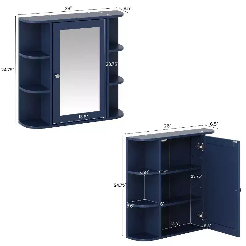 Christopher Knight Home Harrison Armoire de salle de bain murale moderne en bois avec miroir et étagères ouvertes