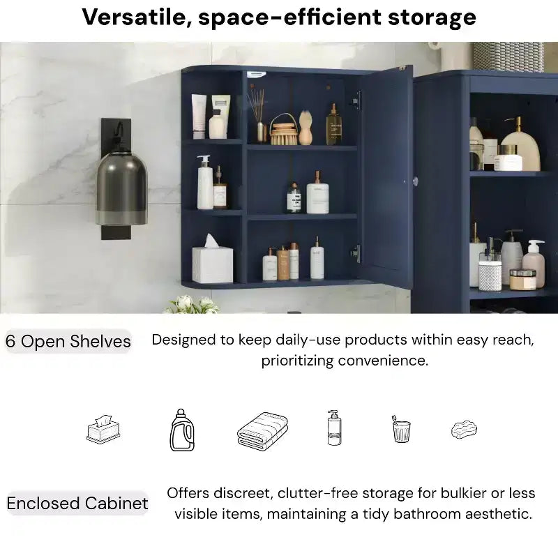 Christopher Knight Home Harrison Armoire de salle de bain murale moderne en bois avec miroir et étagères ouvertes