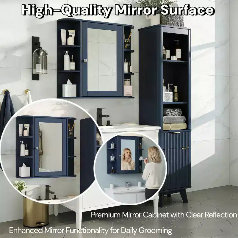 Christopher Knight Home Harrison Armoire de salle de bain murale moderne en bois avec miroir et étagères ouvertes